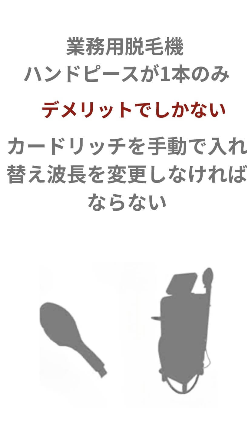 業務用脱毛機ハンドピースが1本しかない事のデメリット